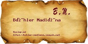 Böhler Madléna névjegykártya